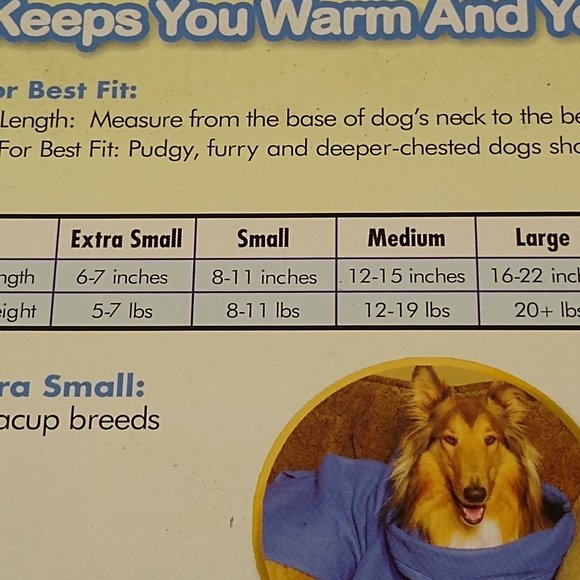 Snuggie Blanket w/ Sleeves For Tea Cup/Extra Small Dog Breeds 6"-9" SN221116 NIB - Picture 8 of 8